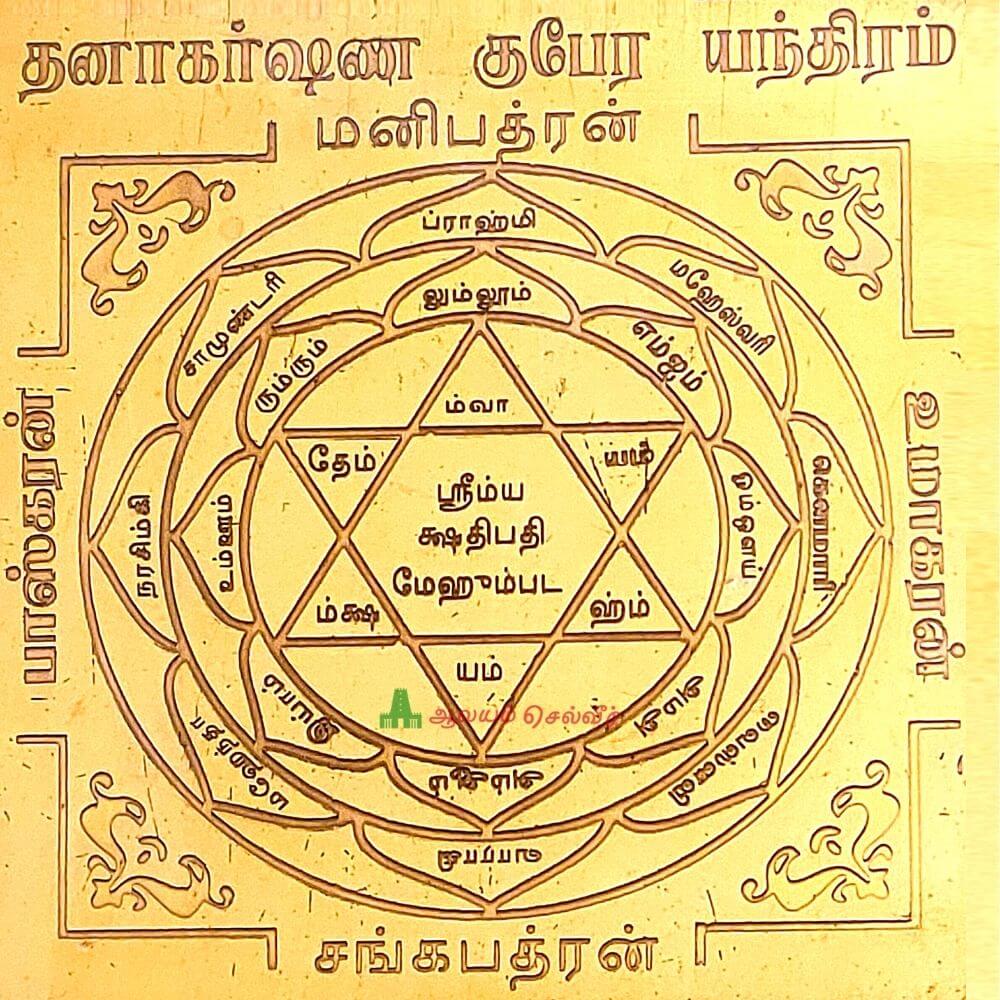 Dhanakarshana Kubera Yantra – 6×6 Inches - Iyarkkayin Pokkisham